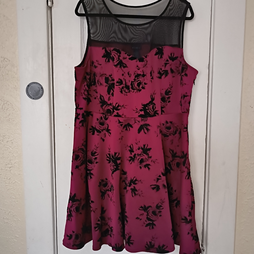 Floral Pink and Black Kids Dress